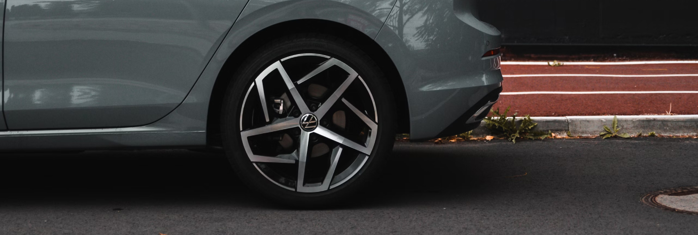 Detailed photo of a car's wheels.