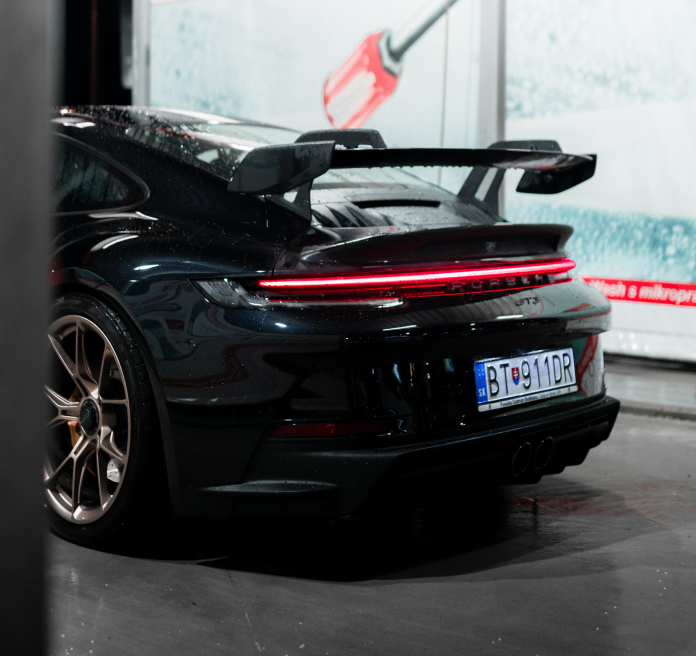 Close-up detail shot of the rear of a Porsche 911